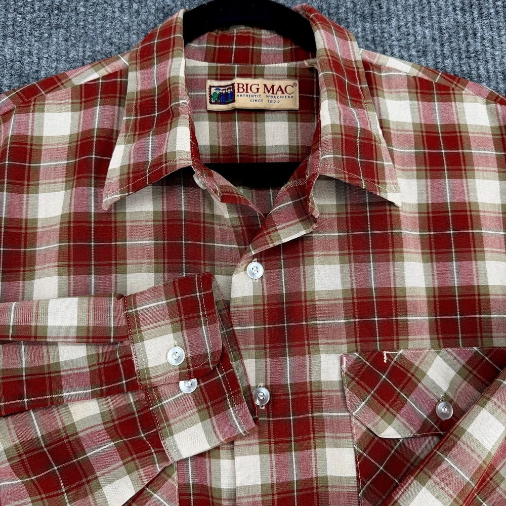 Vintage Big Mac plaid work shirt XL Tall made in USA oversized 90s - Picture 2 of 8
